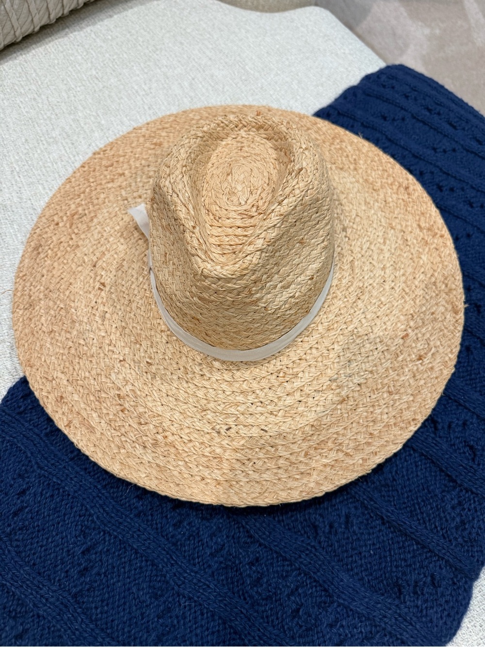 NWOT Hat Attack Natural Straw Wide Brim Hat with Cream Band
